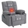 Vanbow.Recliner Chair Massage Heating sofa with USB and side pocket, 2 Cup Holders (SMOKYGREY) - as Pic