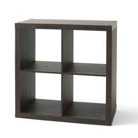 4-Cube Storage Organizer, Solid Black - Tobacco Oak