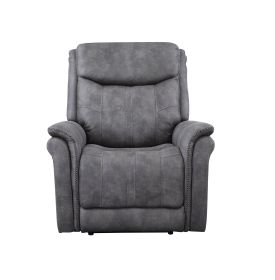 Traditional-Modern Power Reclining Collection - Cool Gray Microsuede, Dual-Power Reclining - USB Charging Port, All Close Button, Unmatched Comfort