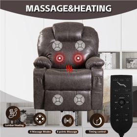 Lehboson Lift Chair Recliners, Electric Power Recliner Chair Sofa for Elderly Black Massage and Heat - as Pic