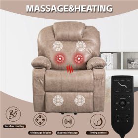 Lehboson Lift Chair Recliners, Electric Power Recliner Chair Sofa for Elderly, (Beige) Massage and Heat - as Pic