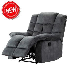 Recliner Chair Overstuffed, Manual Reclining Single Couch Wide Seat with Thickened Headrest and Back (Gray) - as Pic