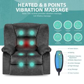 Oversized Recliner Chair Sofa with Massage and Heating - as Pic