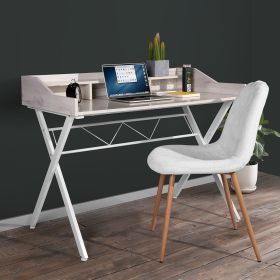 3.3" Computer Desk With 3 Open Cubbies - Beige & WHITE - White