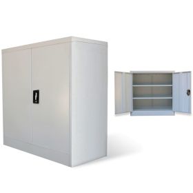 Office Cabinet with 2 Doors Gray 35.4' Steel - Grey