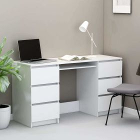 Writing Desk White 55.1"x19.7"x30.3" Engineered Wood - White