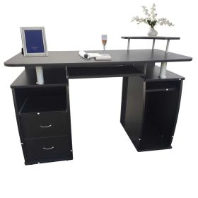 Integrated Melamine Board Computer Desk with Drawers Black RT - Black