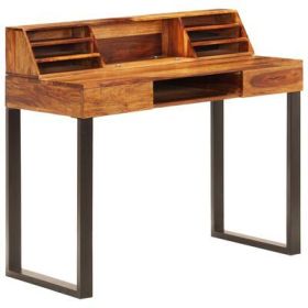 Desk 43.3"x19.7"x37" Solid Wood and Steel - nature