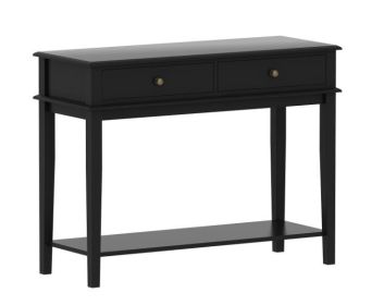 Modern Console Table with Drawers and Storage Shelf;  Entry Hallway Table for Living Room;  Sofa End Table - Black