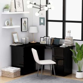 Corner Desk High Gloss Black 57.1"x39.4"x29.9" Engineered Wood - Black