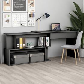 Corner Desk Gray 78.7"x19.7"x29.9" Engineered Wood - Grey