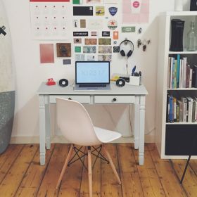 43.3'' Computer Board Desk with 2 Drawers - grey - pic