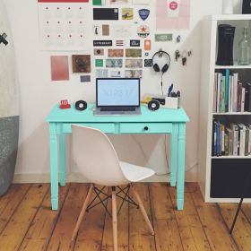 43.3'' Computer Board Desk with 2 Drawers - mint - pic