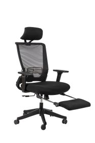 High back mesh chair  with wideand fixed headrest; color black; 300lbs    - Black