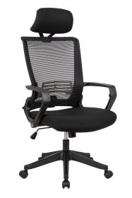 High back mesh chair  with wideand fixed headrest; color black; 300lbs