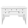 White Writing Desk with 5 Drawers - White