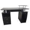 Integrated Melamine Board Computer Desk with Drawers Black RT - Black