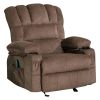 Vanbow.Recliner Chair Massage Heating sofa with USB and side pocket 2 Cup Holders (Brown) - as Pic