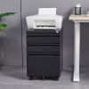 3 Drawer Mobile Locking File Cabinet, Rolling Filing Cabinet for Letter/A4 Size With 5 Wheels - BLACK