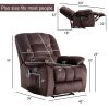 Overstuffed Massage Recliner Chairs with Heat and Vibration; Soft Fabric Single Manual Reclining Chair for Living Room Bedroom (Brown) - as Pic