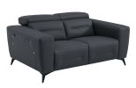 Global United Top Grain Italian Leather Loveseat with Power Recliner - as Pic