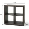 4-Cube Storage Organizer, Solid Black - Tobacco Oak