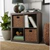 4-Cube Storage Organizer, Solid Black - Tobacco Oak