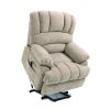 23" Seat Width and High Back Large Size Beige Chenille Power Lift Recliner Chair with 8-Point Vibration Massage and Lumbar Heating - as Pic