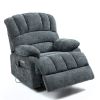 23" Seat Width and High Back Medium Size Blue Chenille Power Lift Recliner Chair with 8-Point Vibration Massage and Lumbar Heating - as Pic