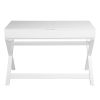 Lift Desk with 2 Drawer Storage; Computer Desk with Lift Table Top; Adjustable Height Table for Home Office; Living Room; white - pic