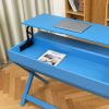 Lift Desk with 2 Drawer Storage; Computer Desk with Lift Table Top; Adjustable Height Table for Home Office; Living Room; BLUE - pic