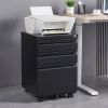 3 Drawer Mobile Locking File Cabinet, Rolling Filing Cabinet for Letter/A4 Size With 5 Wheels - BLACK