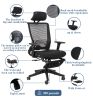 High back mesh chair  with wideand fixed headrest; color black; 300lbs    - Black