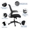 Task office chair with filp up arms; mid-mesh task chair; Max Upload 300lbs - Black