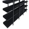 5 Tier Bookcase Home Office Open Bookshelf, Vintage Industrial Style Shelf with Metal Frame, MDF Board - Black