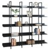 5 Tier Bookcase Home Office Open Bookshelf, Vintage Industrial Style Shelf with Metal Frame, MDF Board - Black