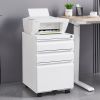 3 Drawer Mobile Locking File Cabinet, Rolling Filing Cabinet for Letter/A4 Size With 5 Wheels - WHITE