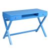 Lift Desk with 2 Drawer Storage; Computer Desk with Lift Table Top; Adjustable Height Table for Home Office; Living Room; BLUE - pic