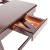 Laptop Desk Table Adjustable 100% Bamboo Foldable Breakfast Serving Bed Tray w' Tilting Top Drawer - Dark Coffee