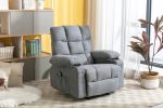 Vanbow.Recliner Chair Massage Heating sofa with USB and side pocket, 2 Cup Holders (SMOKYGREY) - as Pic