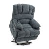 23" Seat Width and High Back Medium Size Blue Chenille Power Lift Recliner Chair with 8-Point Vibration Massage and Lumbar Heating - as Pic