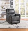 Elegant Triple-Power 360 Swivel Recliner - Pencil Arms, Power Footrest, Power Headrest, Power Lumbar - Swivel Design, Charcoal Faux-Leather - as Pic