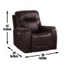 Triple-Power Recliner - Power Headrest, Power Footrest, Power Lumbar - Lighted Cupholders - Transitional Design, Canyon Walnut Leatherette - as Pic