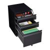 3 Drawer Mobile Locking File Cabinet, Rolling Filing Cabinet for Letter/A4 Size With 5 Wheels - BLACK