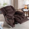 Overstuffed Massage Recliner Chairs with Heat and Vibration; Soft Fabric Single Manual Reclining Chair for Living Room Bedroom (Brown) - as Pic