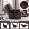 Overstuffed Massage Recliner Chairs with Heat and Vibration; Soft Fabric Single Manual Reclining Chair for Living Room Bedroom (Brown) - as Pic