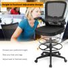 Height Adjustable Drafting Chair with Lumbar Support and Flip Up Arms - black