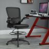 Height Adjustable Drafting Chair with Lumbar Support and Flip Up Arms - black