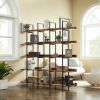 [VIDEO] 5 Tier Bookcase Home Office Open Bookshelf, Vintage Industrial Style Shelf with Metal Frame, MDF Board - Brown