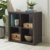 4-Cube Storage Organizer, Solid Black - Tobacco Oak